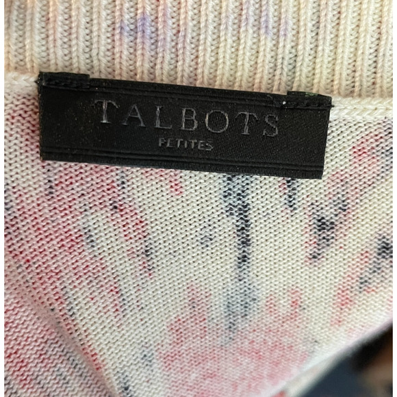 Women's Medium Talbots Abstract Ikat Patterned Cotton Blend Cardigan Sweater - Picture 4 of 4